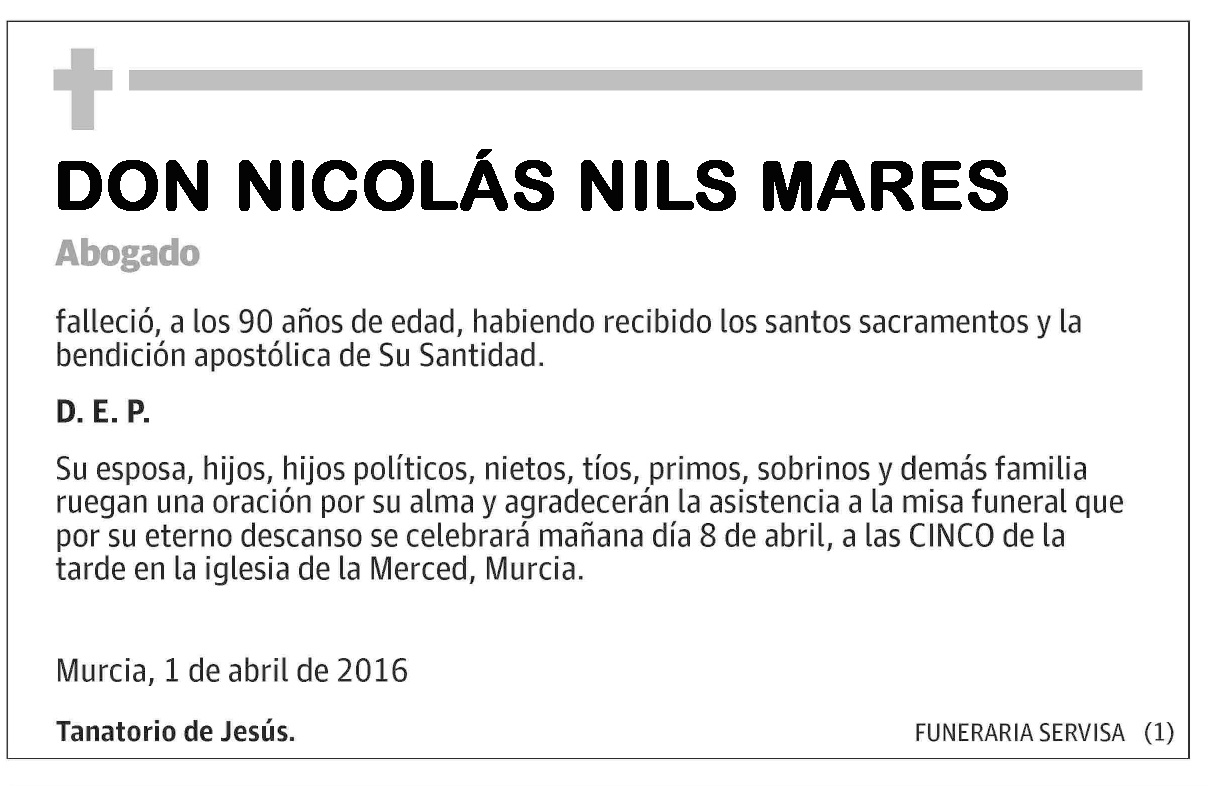 Una esquela del periodico